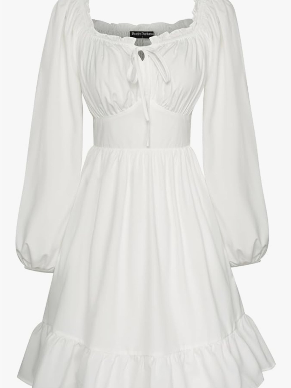 Reformation White Long-Sleeve Peasant Dress Scarlet Darkness